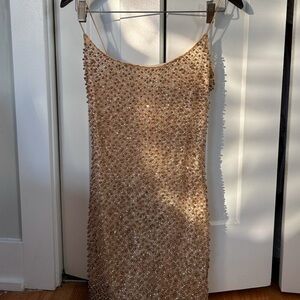 Oh Polly Drop a Glint Embellished gold dress